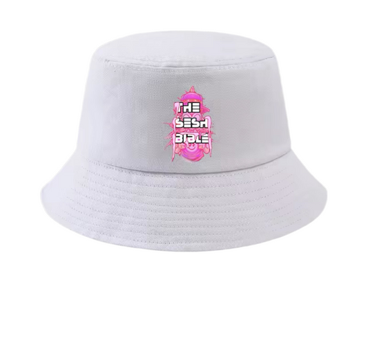 White Bucket Hat  W/ Pink TSB